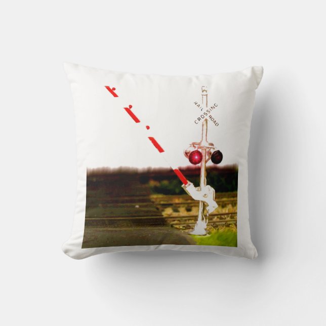 Coussin Signal de croisement de chemin de fer et voies (Recto)