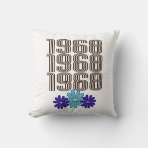 Coussin Signal de paix Hippie Fleur Power 1968 Aqua Purple