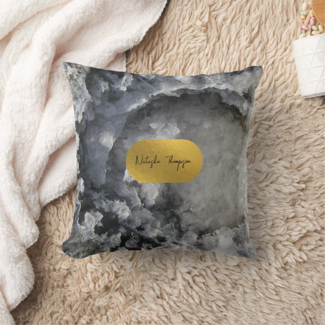 Coussin Signature Black Gold Foil Sea Crystals (Couverture)