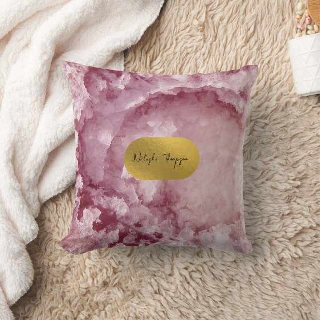 Coussin Signature de cristaux de mer rose Gold Foil (Couverture)