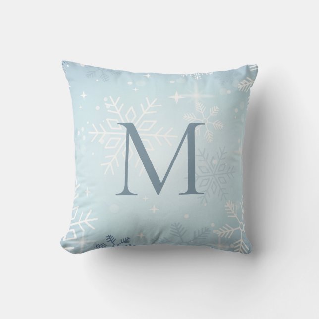Coussin Signature du flocon de neige bleu Icy (Recto)
