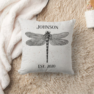 Coussin Signature libellule de style vintage