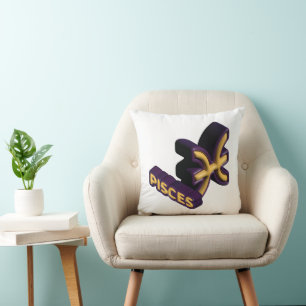 Coussin Signe du zodiaque Poissons et conception de texte