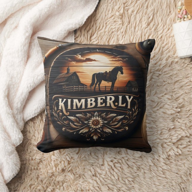 Coussin SIGNE EN BOIS Afficher Le Thème Kimberly Country (Couverture)