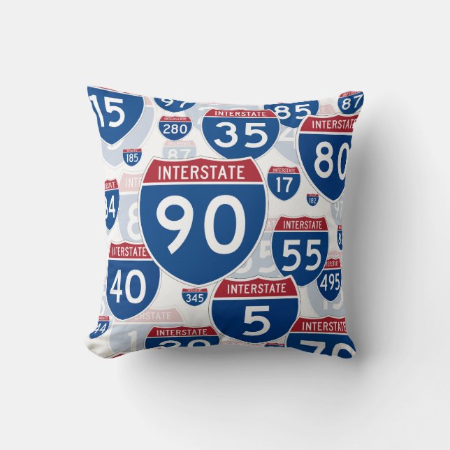 Coussin Signes d'autoroute nationale des Etats-Unis (Recto)