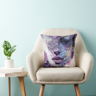 Coussin "Silence cristalline" - Portrait pourpre