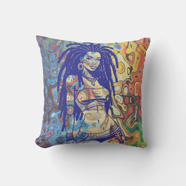 Coussin Silhouette audacieuse d'une femme avec des cadenas (Recto)