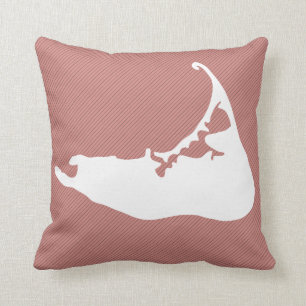 Coussin Silhouette blanche Carte de l'île de Nantucket