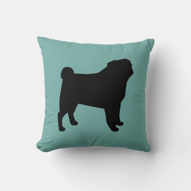Coussin Silhouette Carlin noir | Amoureux des chiens Turqu (Recto)
