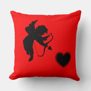 Coussin Silhouette Cupidon et Coeur "love you" Jeu d'oreil