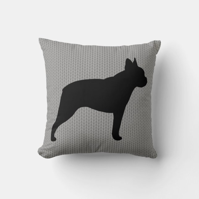 Coussin Silhouette de Boston Terrier (Recto)