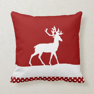 Coussin Silhouette de cerfs - Rouge et Blanc
