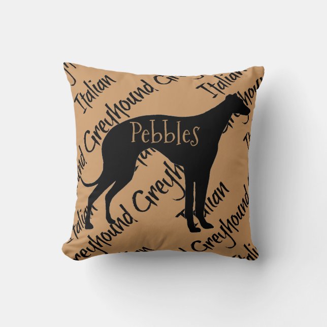 Coussin Silhouette de chien italien Greyhound (Recto)