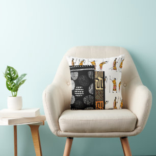 Coussin Silhouette de collage africain 
