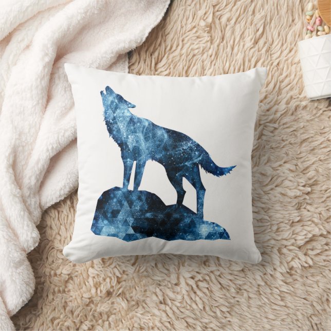 Coussin Silhouette de fumée brillante bleue hurlante (Couverture)