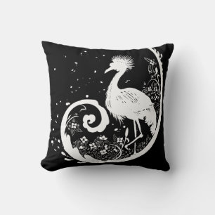 Coussin Silhouette de grue d'or