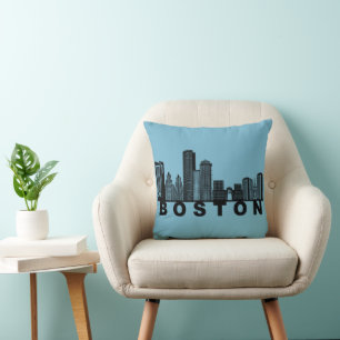 Coussin Silhouette de l'horizon de Boston 