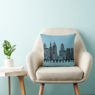 Coussin Silhouette de l'horizon de Philadelphie