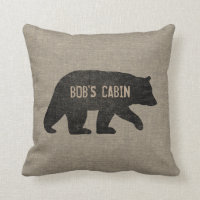 Silhouette de l'ours noir Faux Style de lin Person