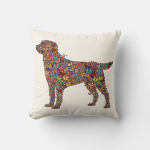 Coussin Silhouette de papillon Labrador Retriever Dog Ma