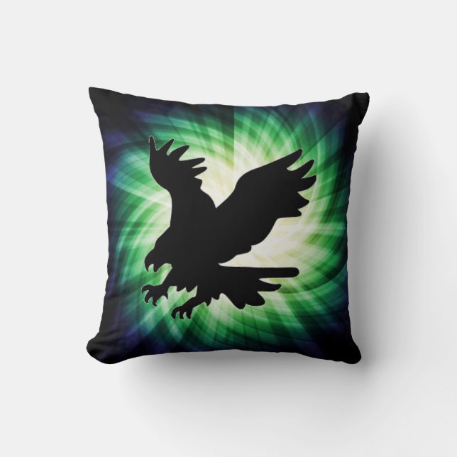 Coussin Silhouette d'Eagle chauve ; Cool (Recto)