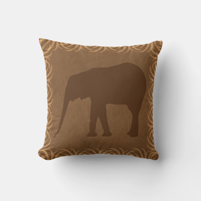 Coussin Silhouette d'éléphant de thème de safari (Recto)