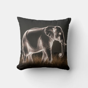 Coussin Silhouette d'éléphant lumineux