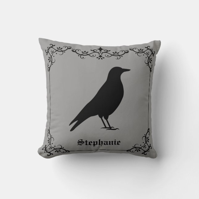 Coussin Silhouette D'Oiseau De Corbeau Et Flèches Décorati (Recto)