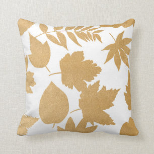 Coussin Silhouette en feuilles d'or sur déco d'automne bla