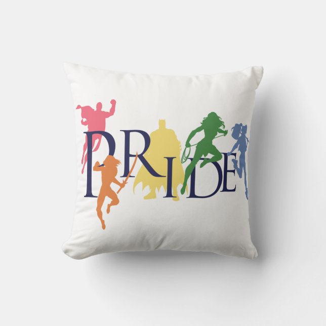 Coussin Silhouettes de personnage de la Ligue de la Justic (Recto)