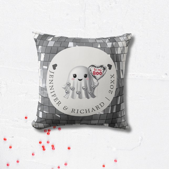 Coussin Silver Ghost Valentine S Design Motif (Custom Valentine's Day - Silver Disco Design Throw Pillow)
