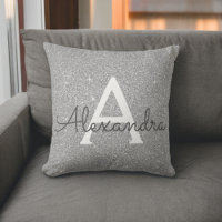 Silver Sparkle Glitter Monogram Name & Initial
