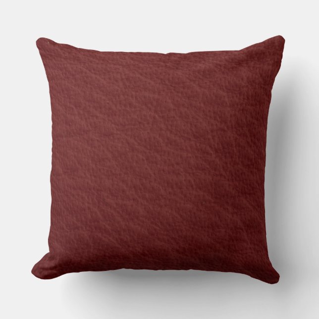 Coussin simili cuir rouge foncé d'impression (Recto)