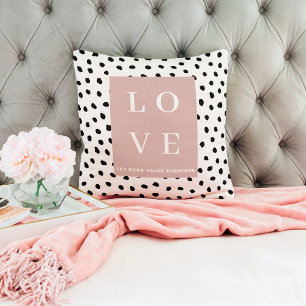 Coussin Simple AMOUR Noir & Rose  Laissez notre valeur à t