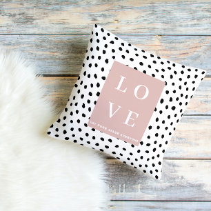 Coussin Simple AMOUR Noir & Rose  Laissez notre valeur à t