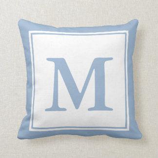 Coussin Simple bébé bleu et blanc Monogramme
