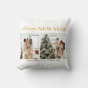 Coussin Simple Elégant Moderne Joyeux Nouvel An Deux Photo