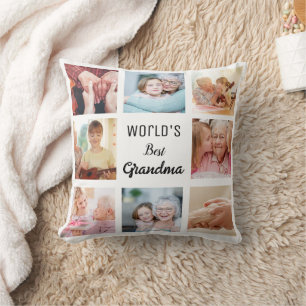Coussin Simple et Chic Collage photo pour grand-mère