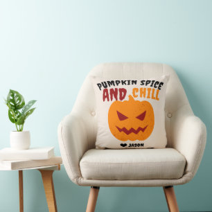 Coussin Simple Happy Halloween éffrayant citrouille orange