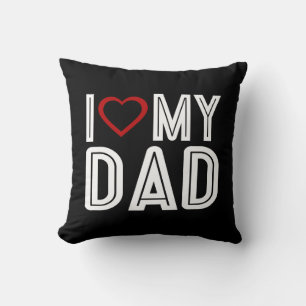Coussin Simple J'Aime Le Coeur Ma Typographie Papa Jeter L