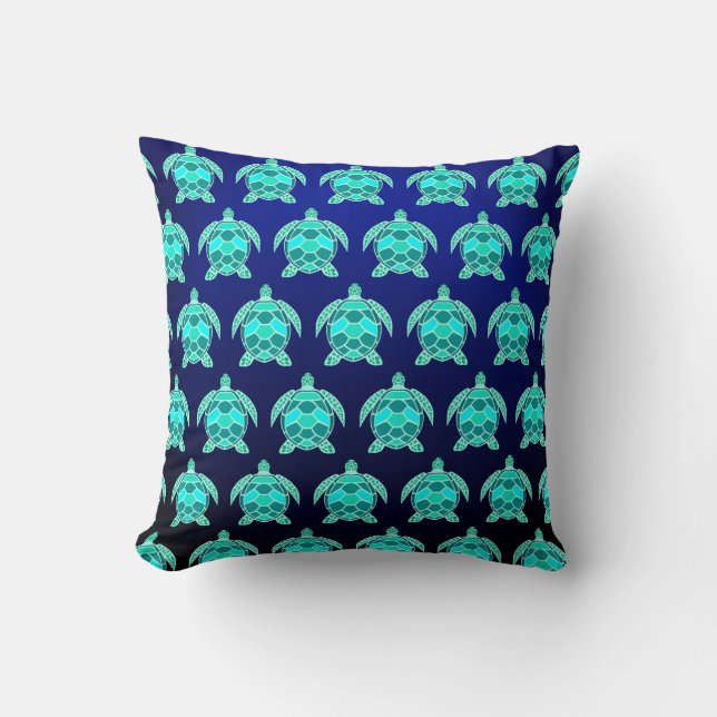 Coussin Simple jolie bleu vert turquoise turquoise tortue (Recto)