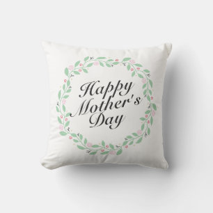 Coussin Simple Joyeuse Fête des Mères couronne de fleurs  