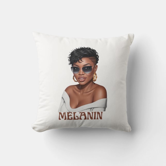 Coussin Simple melanin à la mode femme histoire noire (Recto)