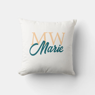 Coussin simple minimal add name monogram orange blue bold