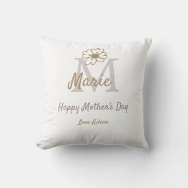 Coussin simple minimal mother's day monogram golden gray f
