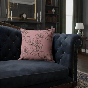 Coussin Simple moderne Floral Boho Motif Pastel Rose