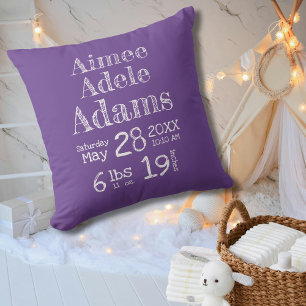 Coussin Simple moderne violet stries de naissance Statisti