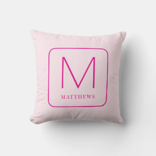 Coussin Simple rose moderne Famille Monogramme Jeu d'oreil