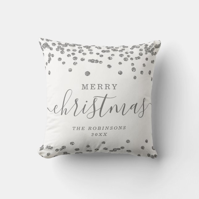 Coussin Simple Silver Noël Parties scintillant Blanc (Recto)