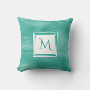 Coussin Simple Turquoise Vert subtil marbre Moderne Monogr